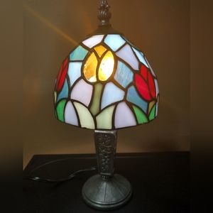 Elements Stained Glass Tabletop Lamp 11.5" tall